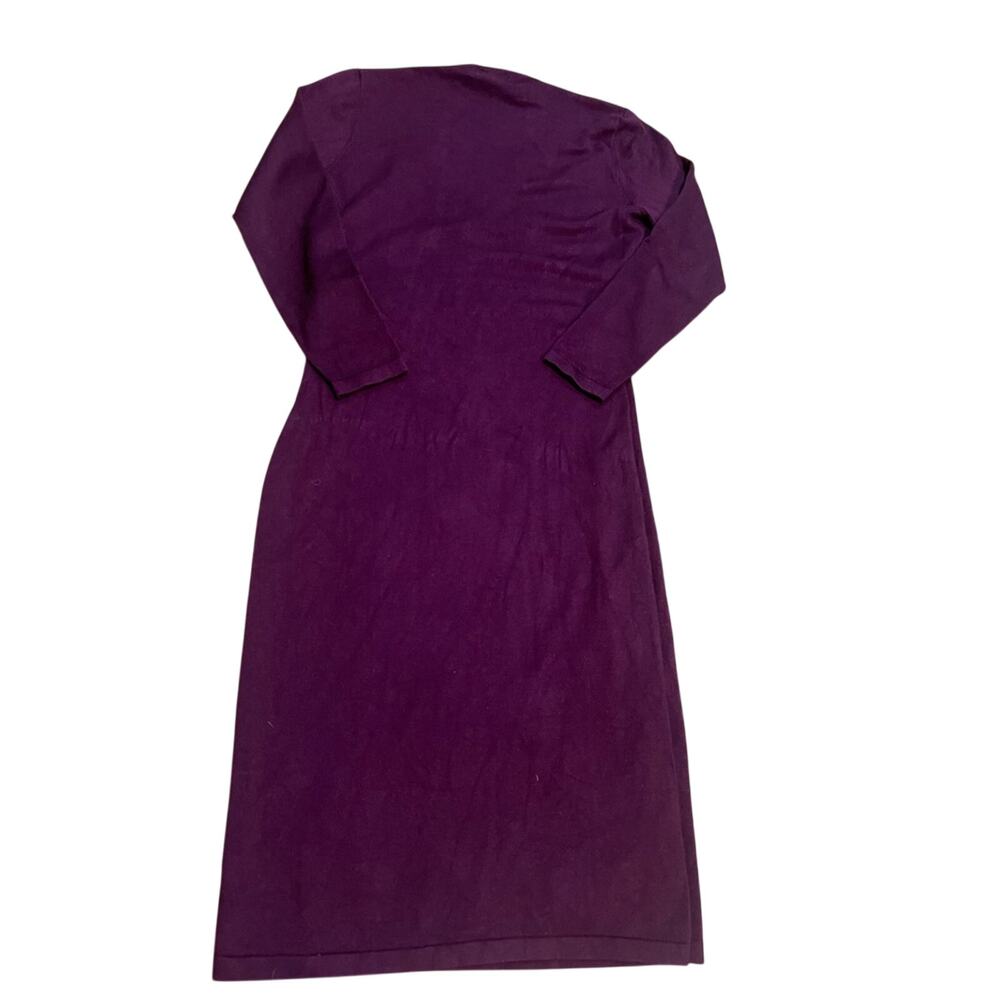 Calvin Klein Burgundy Faux Wrap Sheath Dress 3/4 Sleeve Size S Career Midi - Picture 7 of 7